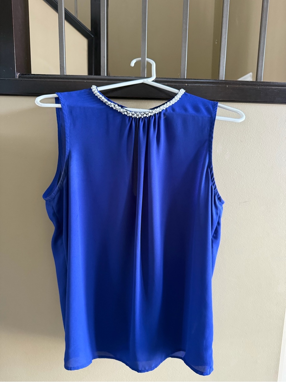 Dalia Sleeveless Jewel-Neck Cobalt Blue Blouse
